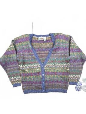 Paul Harris Design PHD 100% Wool Shetland Sweater Cardigan Medium